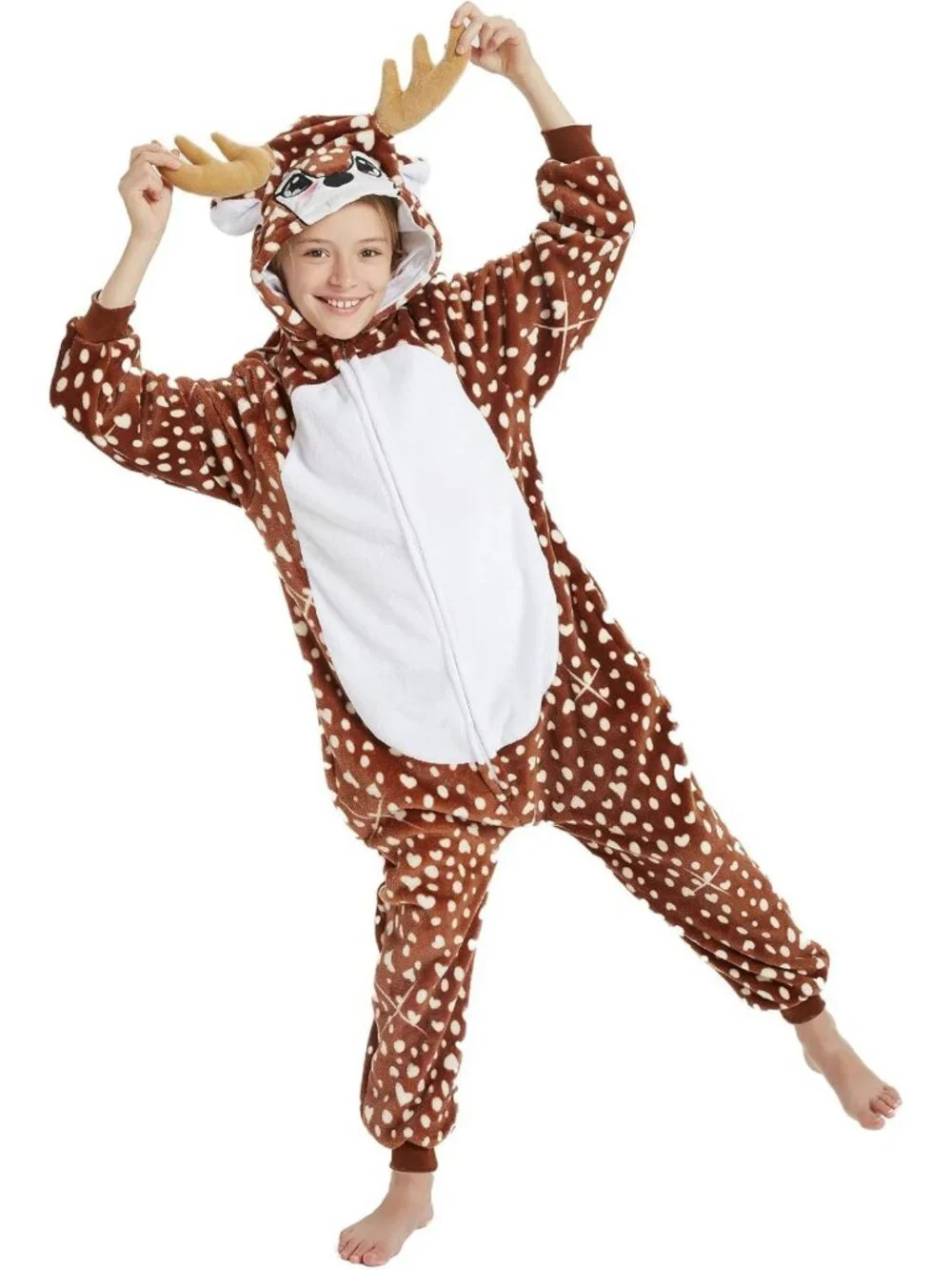 Cozy Kids Reindeer Onesie Costume | Cute Animal Pajamas for Halloween